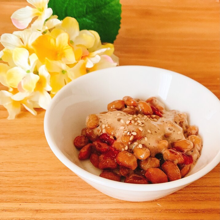 梅酢ꕤにんにく入り納豆☆.*・゜